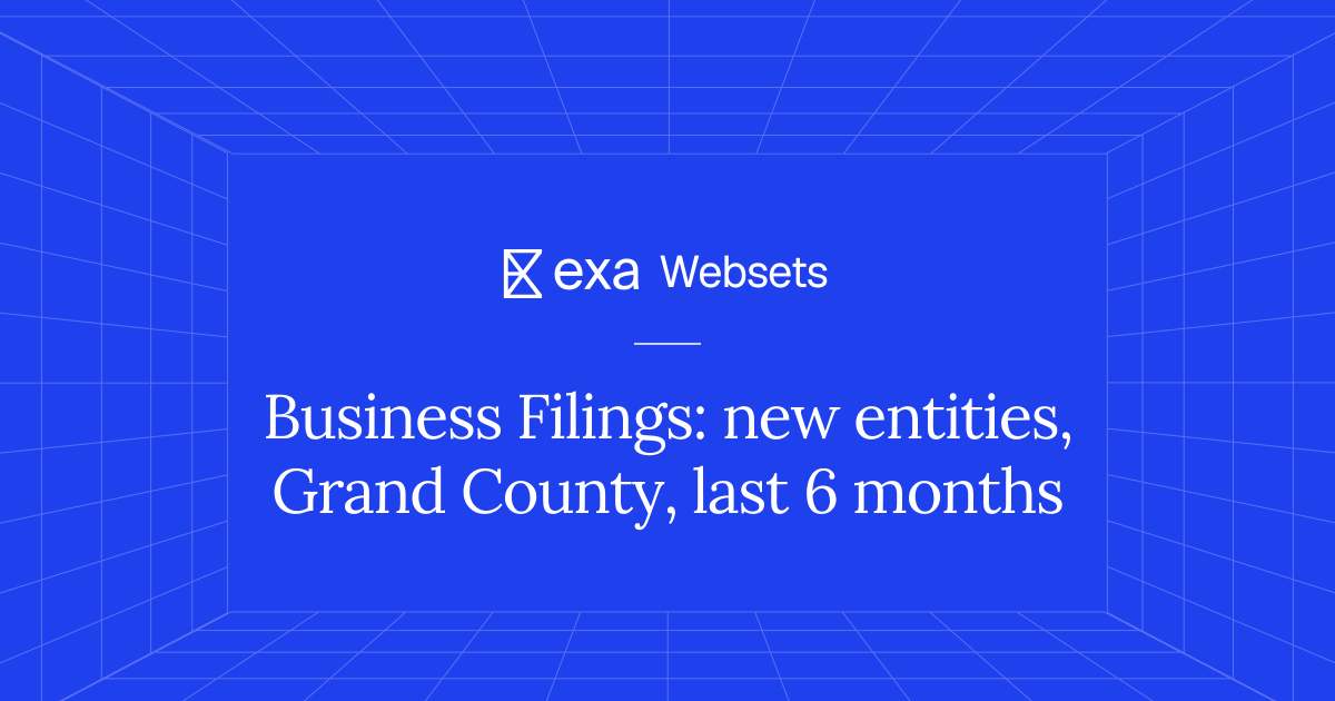 10 Business Filings: new entities, Grand County, last 6 months | Exa ...