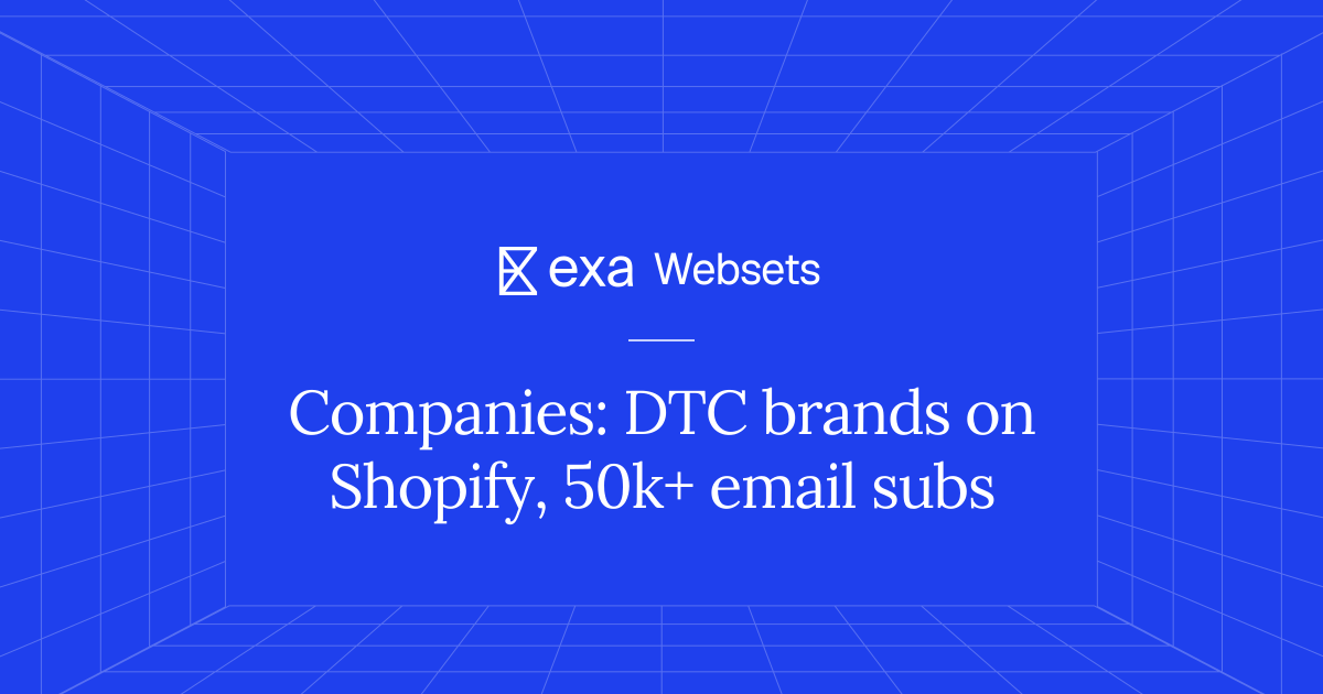 25 Companies: DTC brands on Shopify, 50k+ email subs | Exa Websets