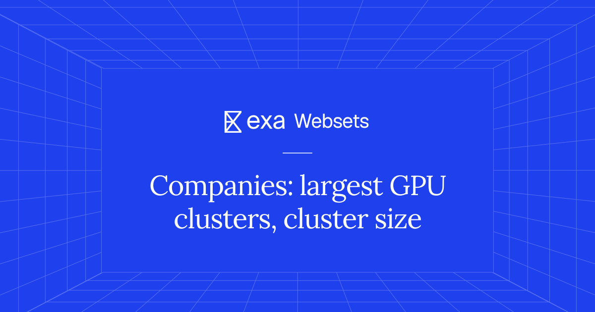 10 Companies: largest GPU clusters, cluster size | Exa Websets