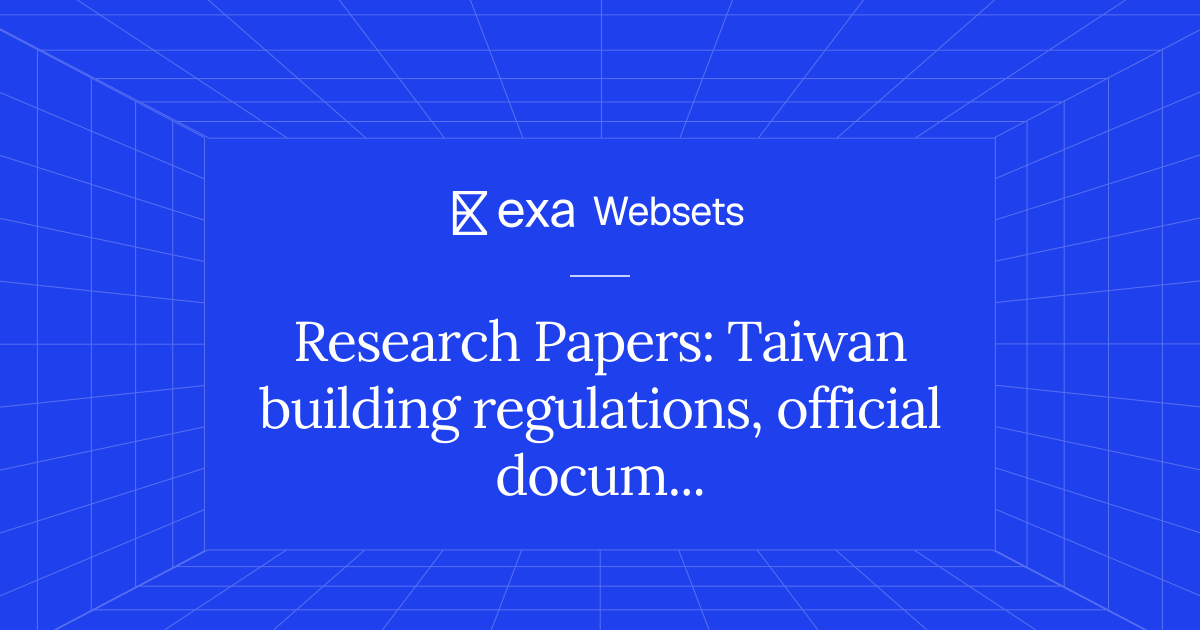 5 Research Papers: Taiwan building regulations, official documents ...