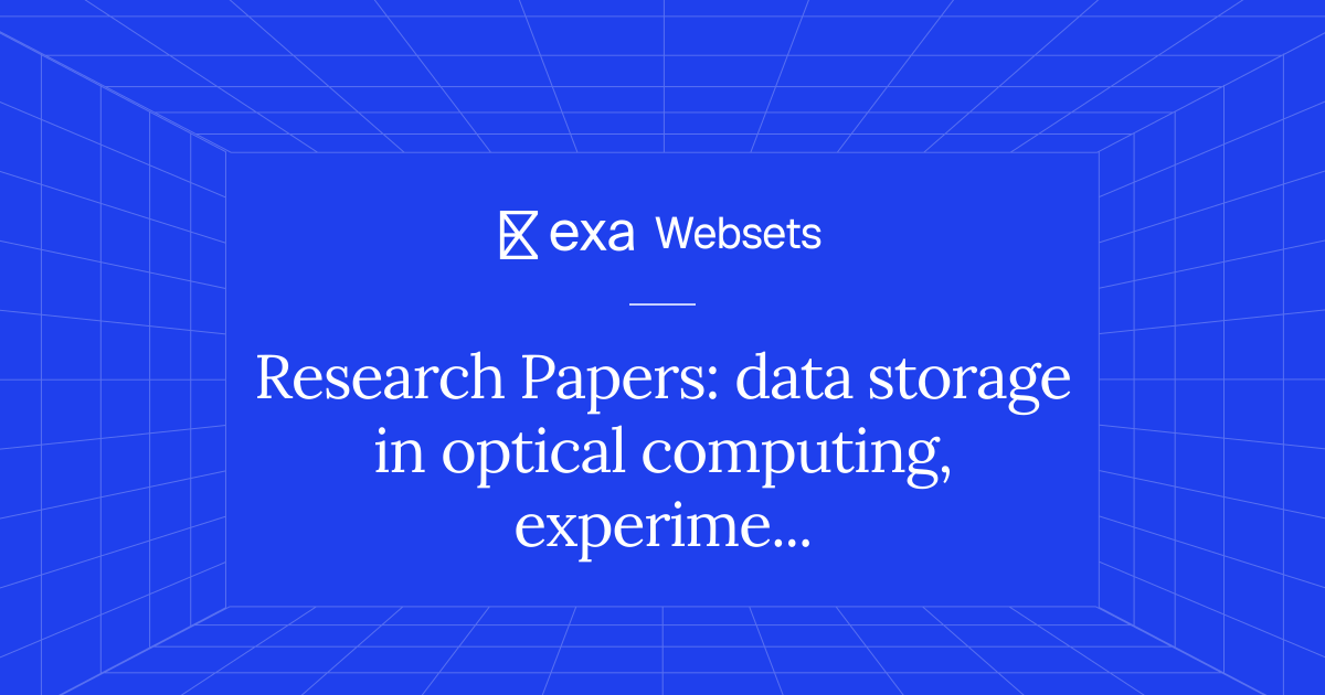 5 Research Papers: data storage in optical computing, experimental ...