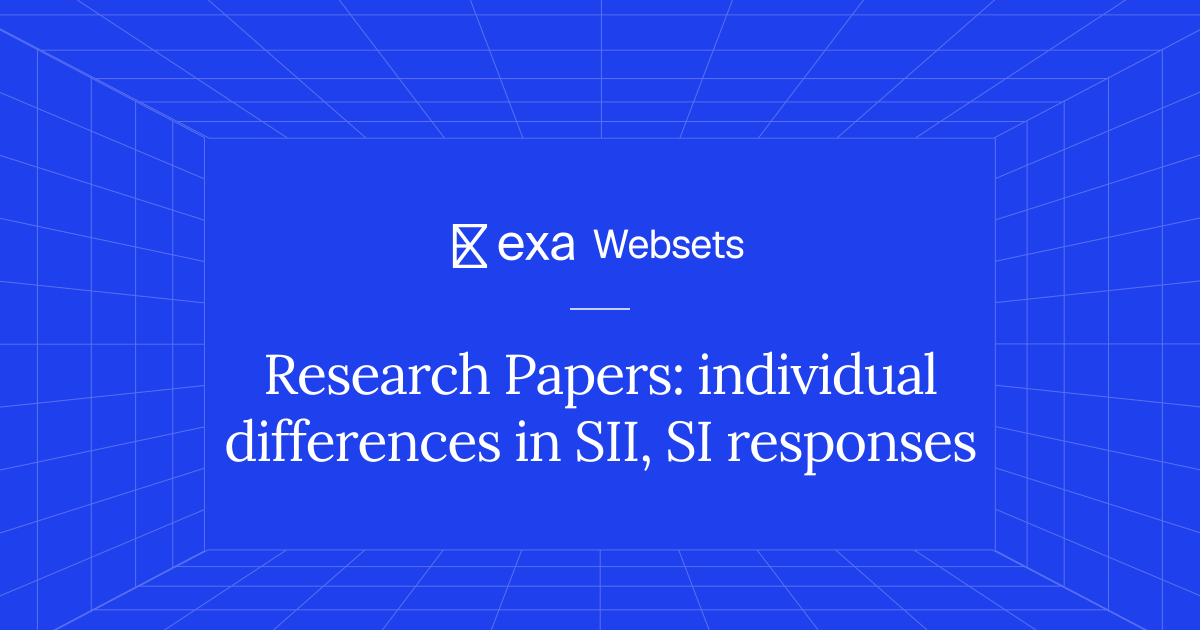 10 Research Papers: individual differences in SII, SI responses | Exa ...