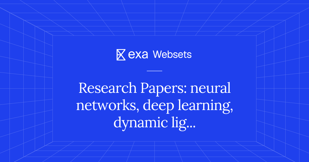 5 Research Papers: neural networks, deep learning, dynamic light ...