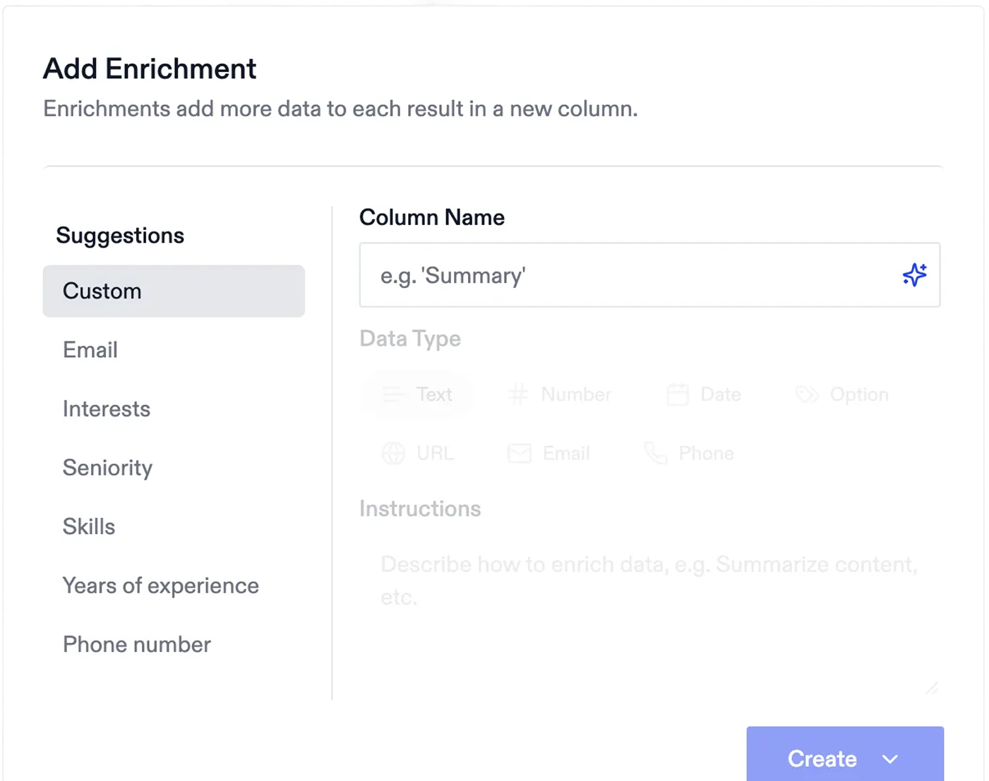 Add custom enrichment columns with AI prompts